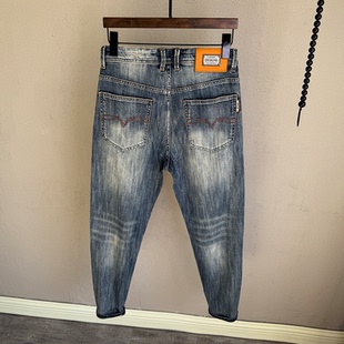 斜插口袋2026新款弹力夏季薄矮个子九分八分牛仔长裤男修身小脚裤