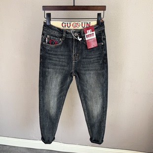 丹宁品质刺绣锥形小脚小个子男牛仔长裤 2025秋季 九分裤 高端八分