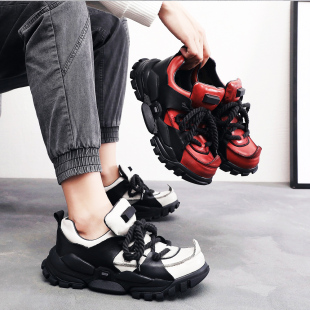 网红另类户外登山鞋 欧美马丁靴朋克翘大头皮鞋 男乐福软厚底老爹鞋