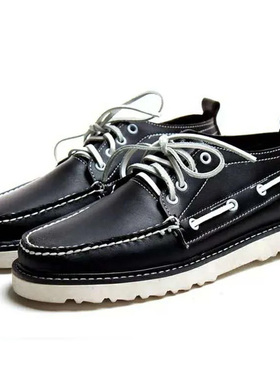 日系圆头乐福鞋大头皮鞋男P,SEBAGO高帮休闲潮流帆船鞋手工单鞋潮