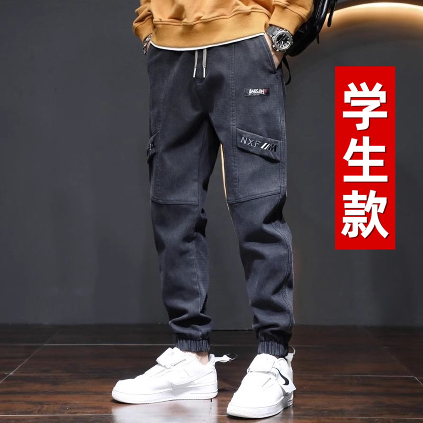 春季13青少年休闲长裤子12岁男孩15初中高中学生14大童工装运动裤