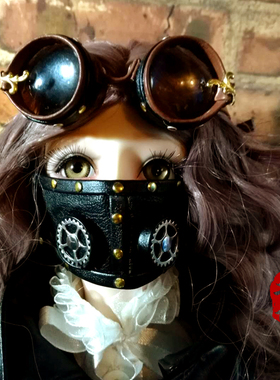 女巫工坊BJD娃娃Holala小布棉花妹头复古蒸汽朋克皮革眼镜眼罩