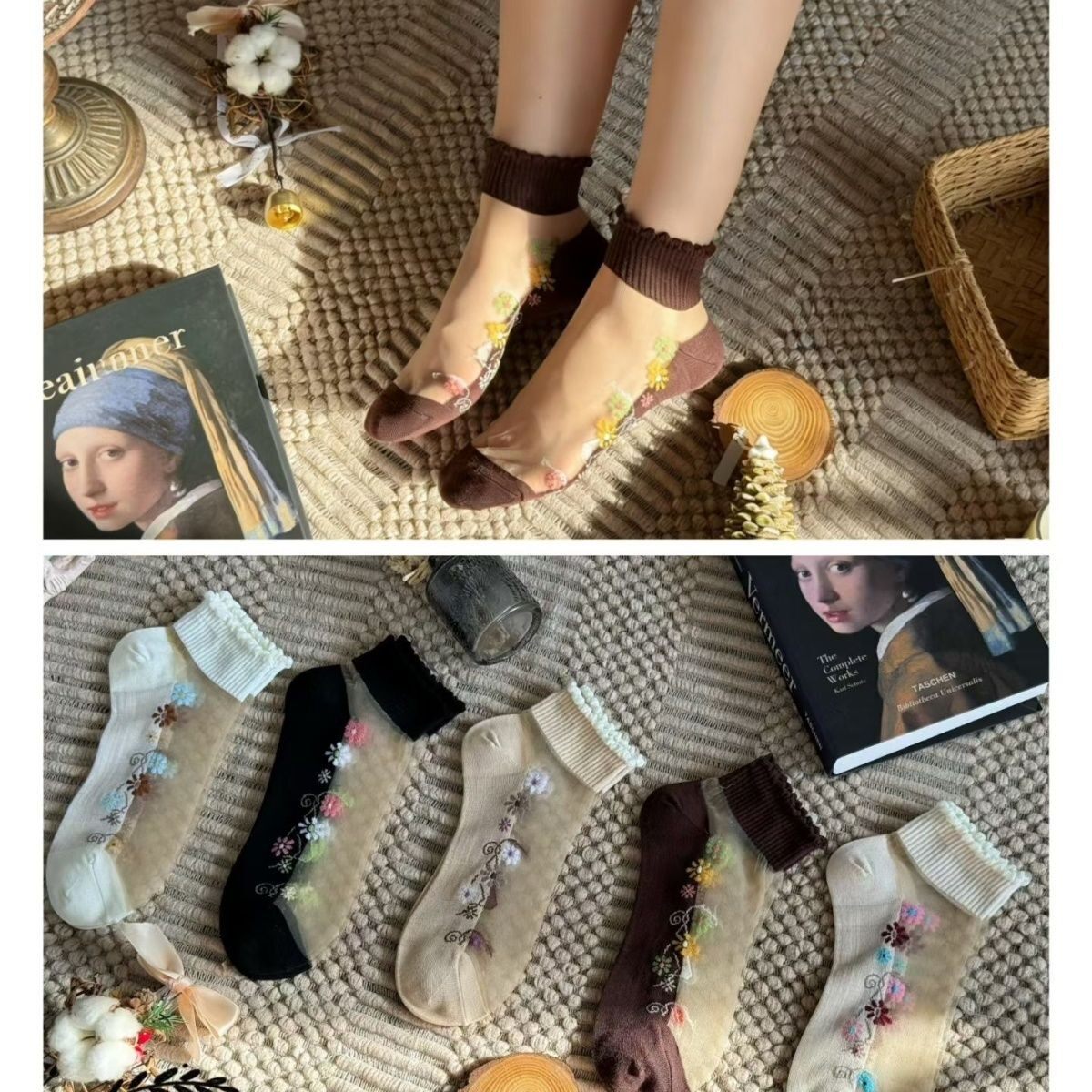 鸿思羽水晶袜子女防勾丝春夏季薄款透明玻璃丝棉底玻璃丝短筒短袜