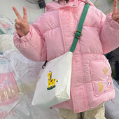 幼儿园可爱卡通帆布包定制小学毕业单肩斜跨帆布袋logo定制布包