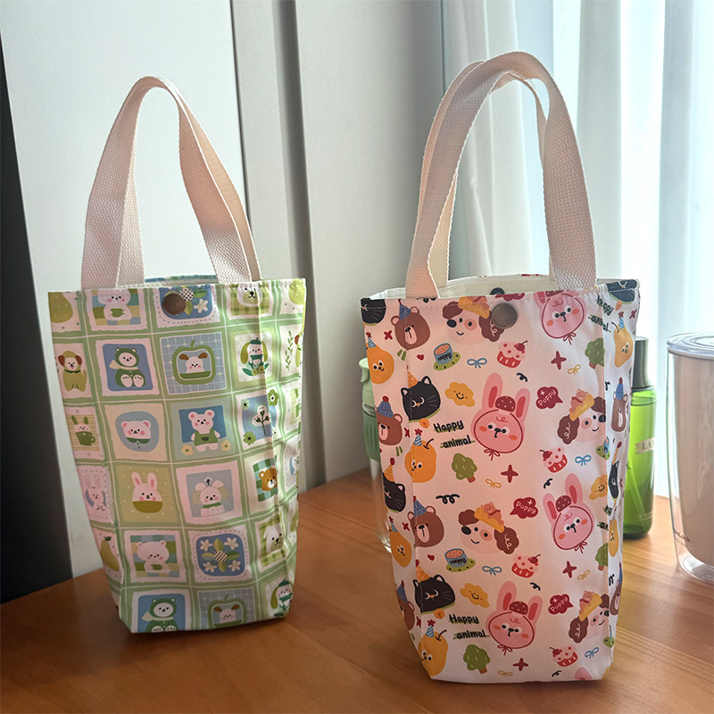 可爱卡通动物印花帆布杯套保温杯手提防水保护套大肚杯袋手拎小包,餐饮具,杯套,淘宝优惠券,粉丝福利购,淘宝优惠卷