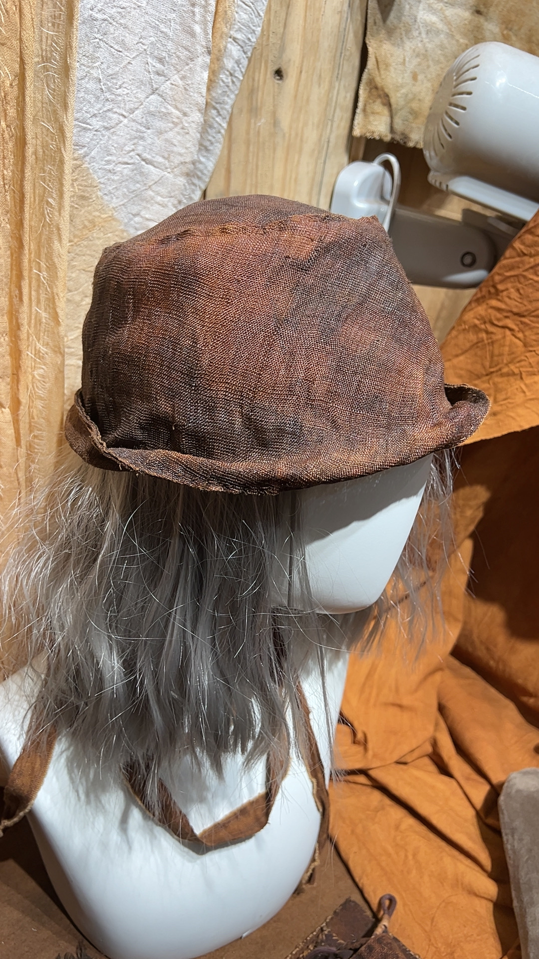 亚麻棉布艺植物染色抑菌纯手工缝线DIY做旧侘寂风渔夫帽女式帽子