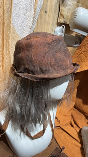 亚麻棉布艺植物染色抑菌纯手工缝线DIY做旧侘寂风渔夫帽女式帽子