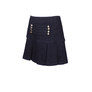 专柜现货ELAND衣恋女装时尚双排扣学院牛仔短裙EEWJ51201A