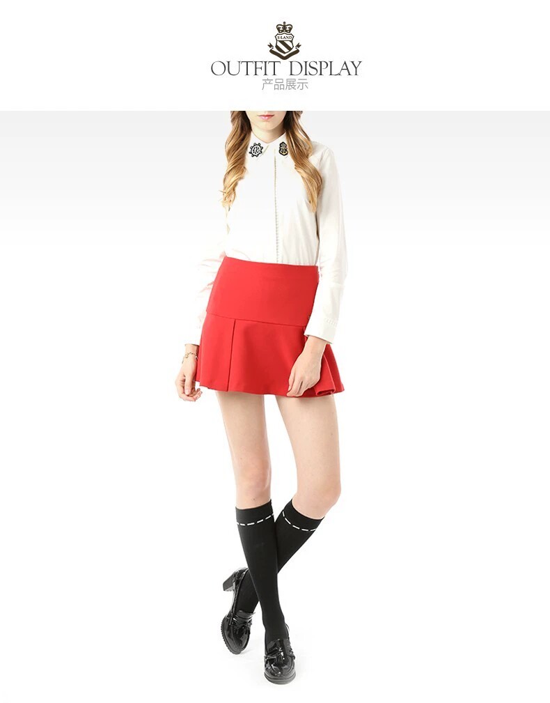 现货ELAND衣恋休闲学院风秋季百褶甜美短裙可爱半身裙EEWH44953N