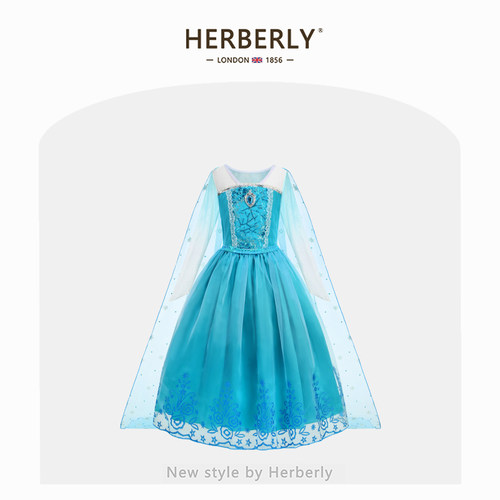 赫柏莉HERBERRY女童艾莎连衣裙春秋冰雪奇缘小女孩生日礼服公主裙
