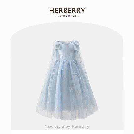 赫柏莉HERBERRY女童爱莎公主裙夏装冰雪奇缘小女孩elsa雪花礼服裙
