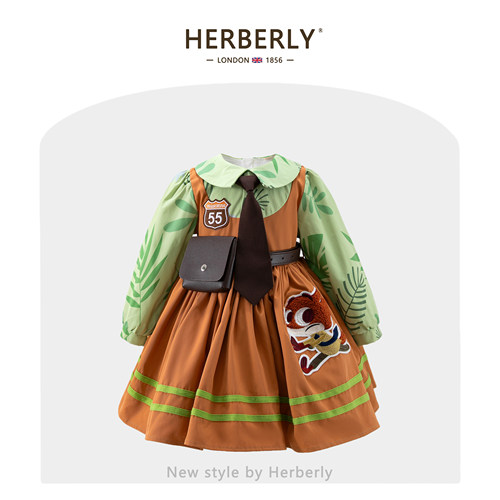 赫柏莉HERBERRY女童尼克狐cos连衣裙秋冬女宝宝加绒洛丽塔公主裙