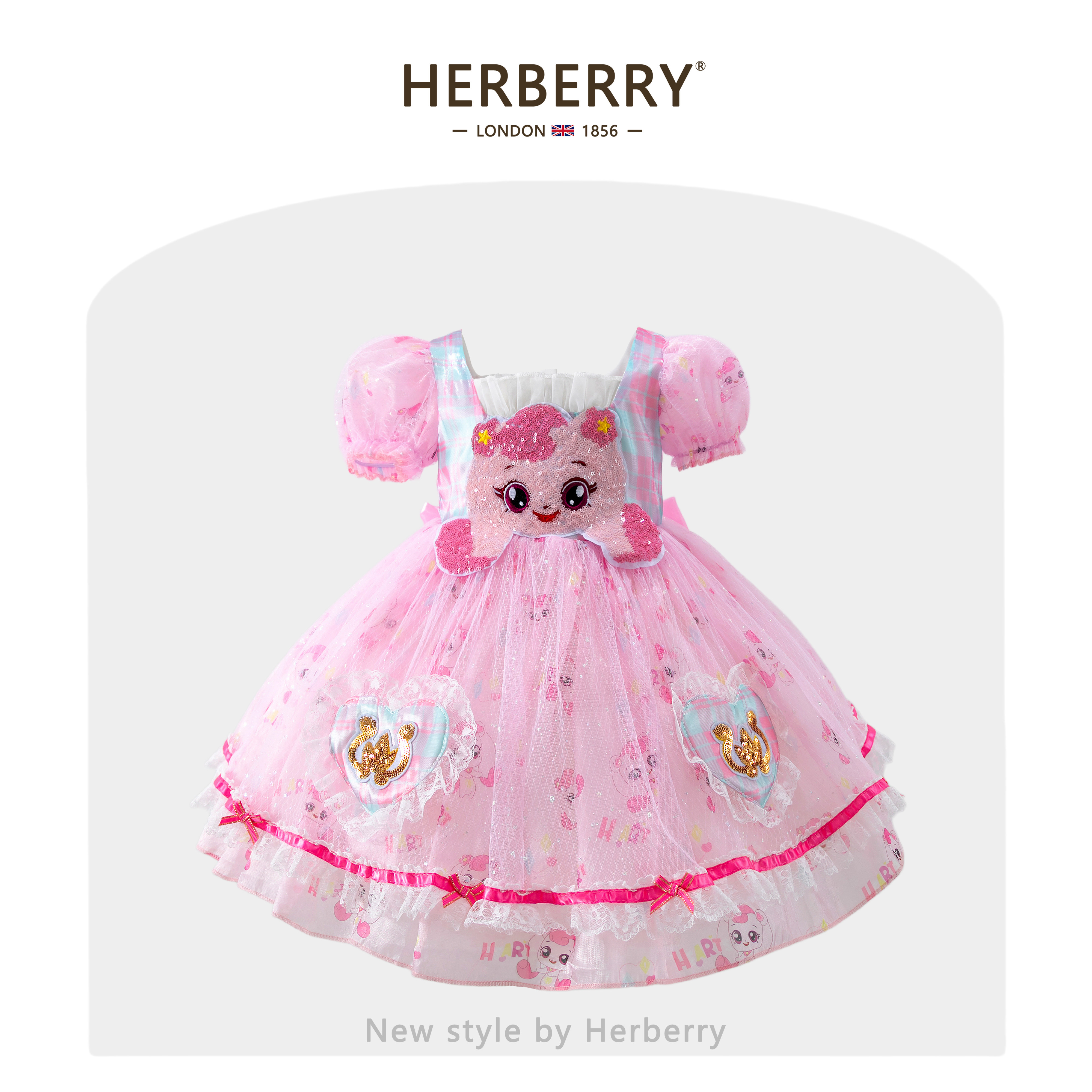 赫柏莉HERBERRY女童爱心萌可公主裙夏季甜美小女孩洛丽塔蓬蓬纱裙图片