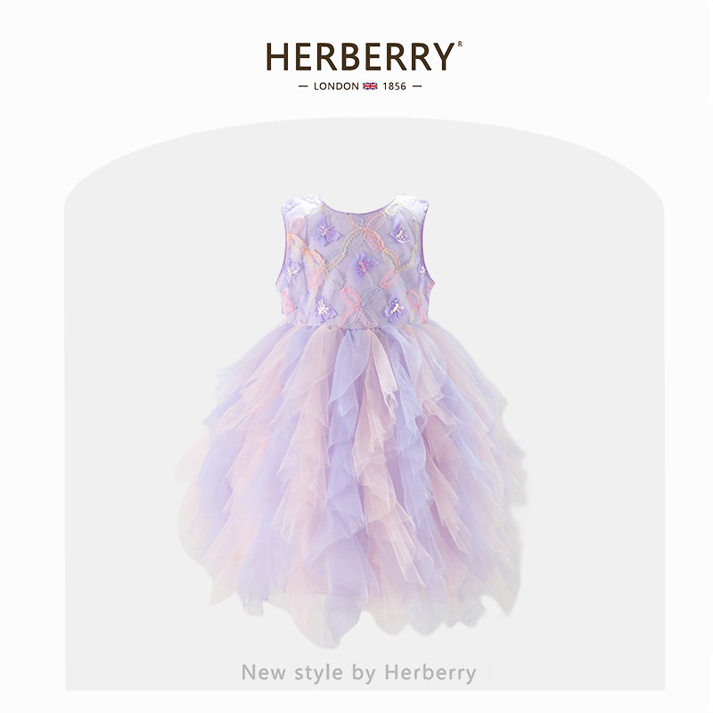 赫柏莉HERBERRY女童连衣裙夏季洋气儿童背心蓬蓬纱裙小女孩公主裙