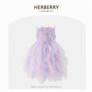 赫柏莉HERBERRY女童连衣裙夏季洋气儿童背心蓬蓬纱裙小女孩公主裙