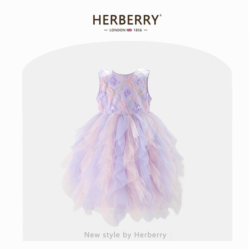 赫柏莉HERBERRY女童连衣裙夏季洋气儿童背心蓬蓬纱裙小女孩公主裙