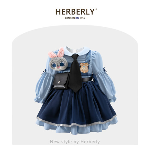 赫柏莉HERBERRY女童朱迪兔子警官连衣裙秋小女孩cos洛丽塔蓬蓬裙