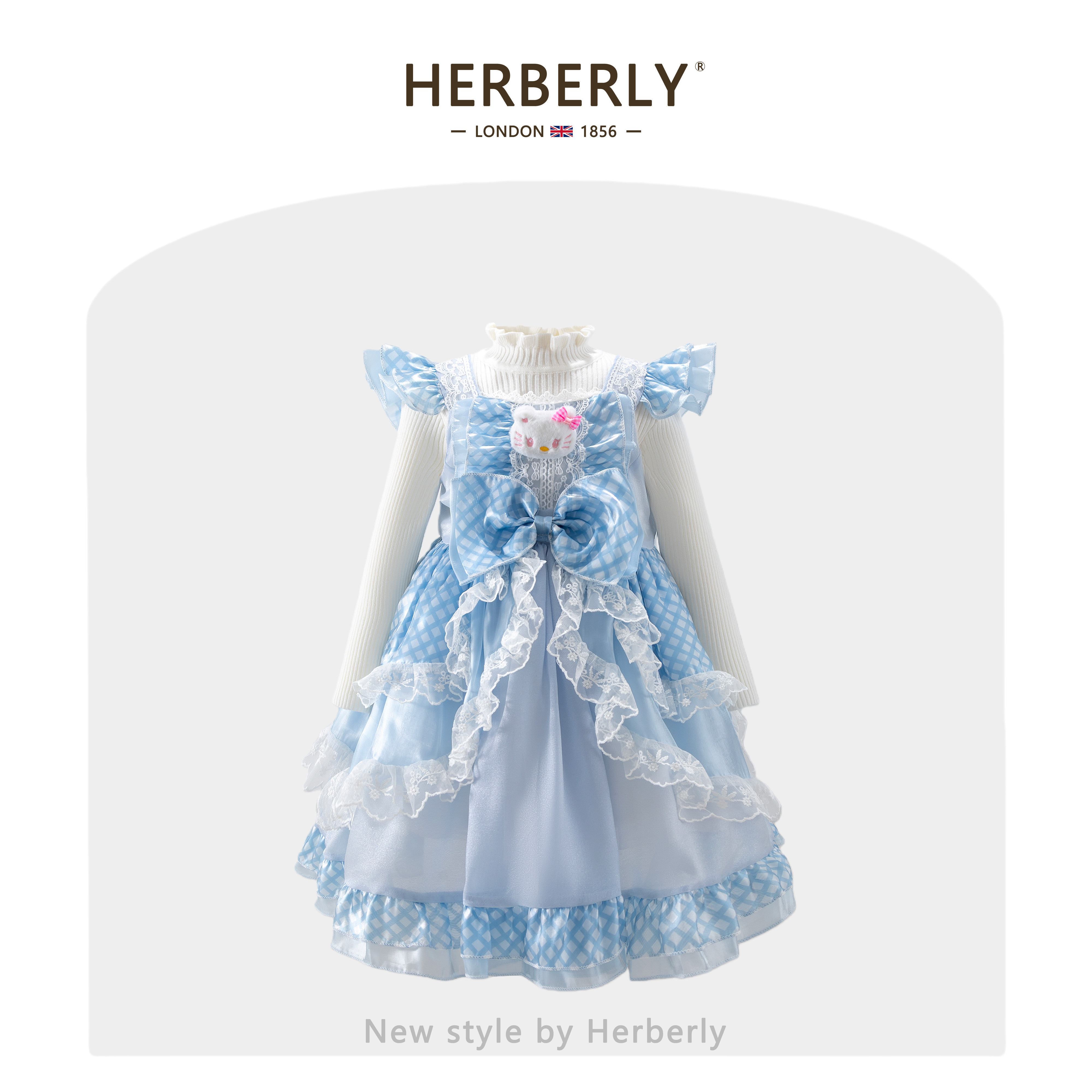 赫柏莉HERBERRY女童洛丽塔蓬蓬公主裙秋冬洋气儿童加绒毛衣连衣裙