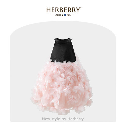 赫柏莉HERBERRY女童立体花朵蛋糕裙夏季超仙小女孩生日挂脖公主裙