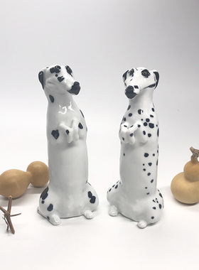 不仁斋新品 薛继业 雕塑 瓷胎 釉下黑 斑点狗摆件潮玩