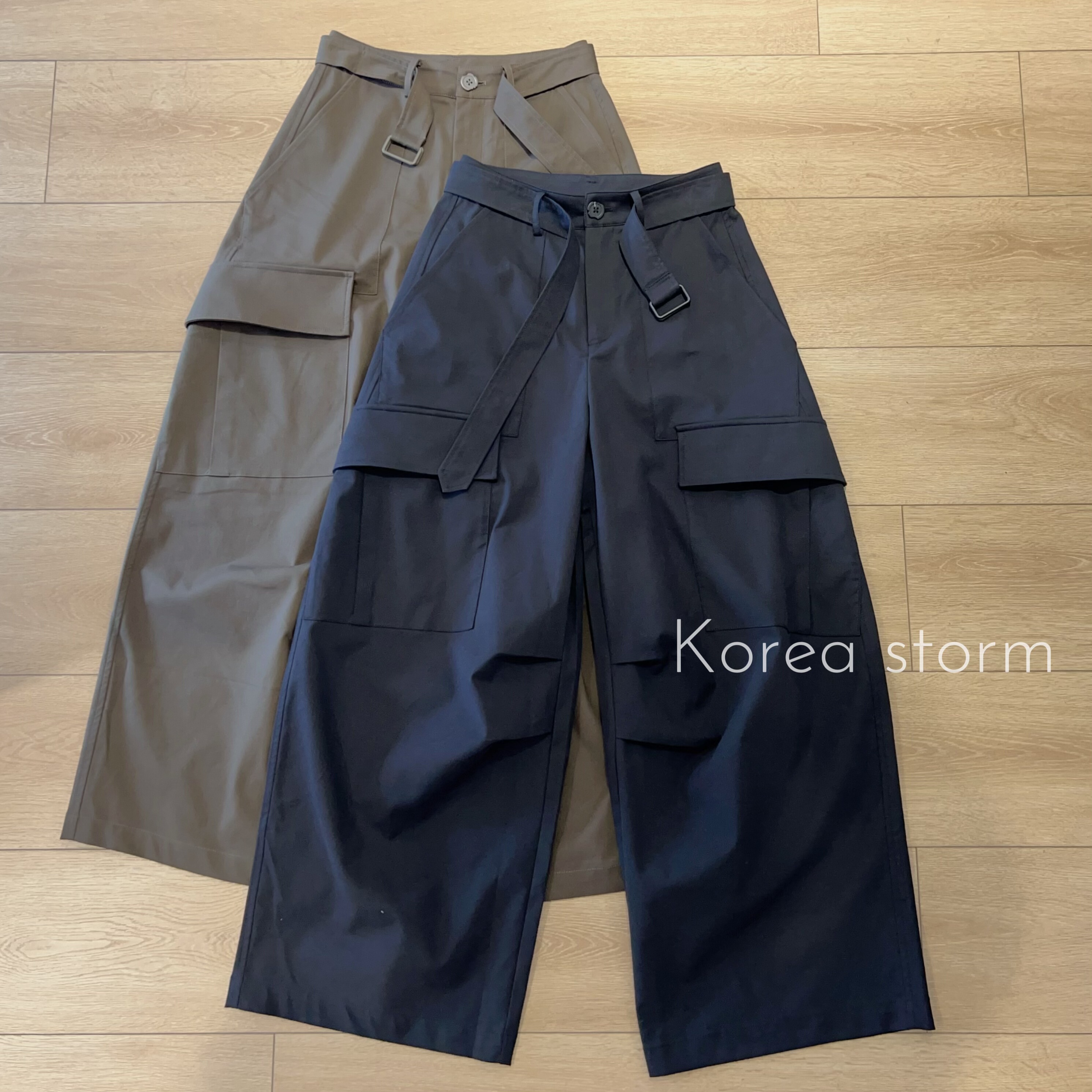 欧洲站 2025秋冬新款时尚大口袋设计宽松工装裤阔腿休闲裤女长裤