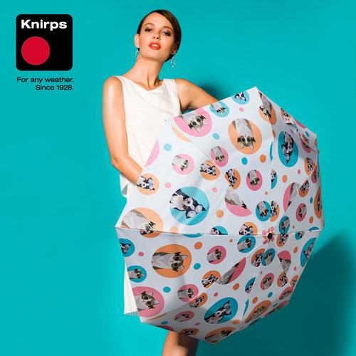 德knirps女士三折手动黑胶晴雨伞