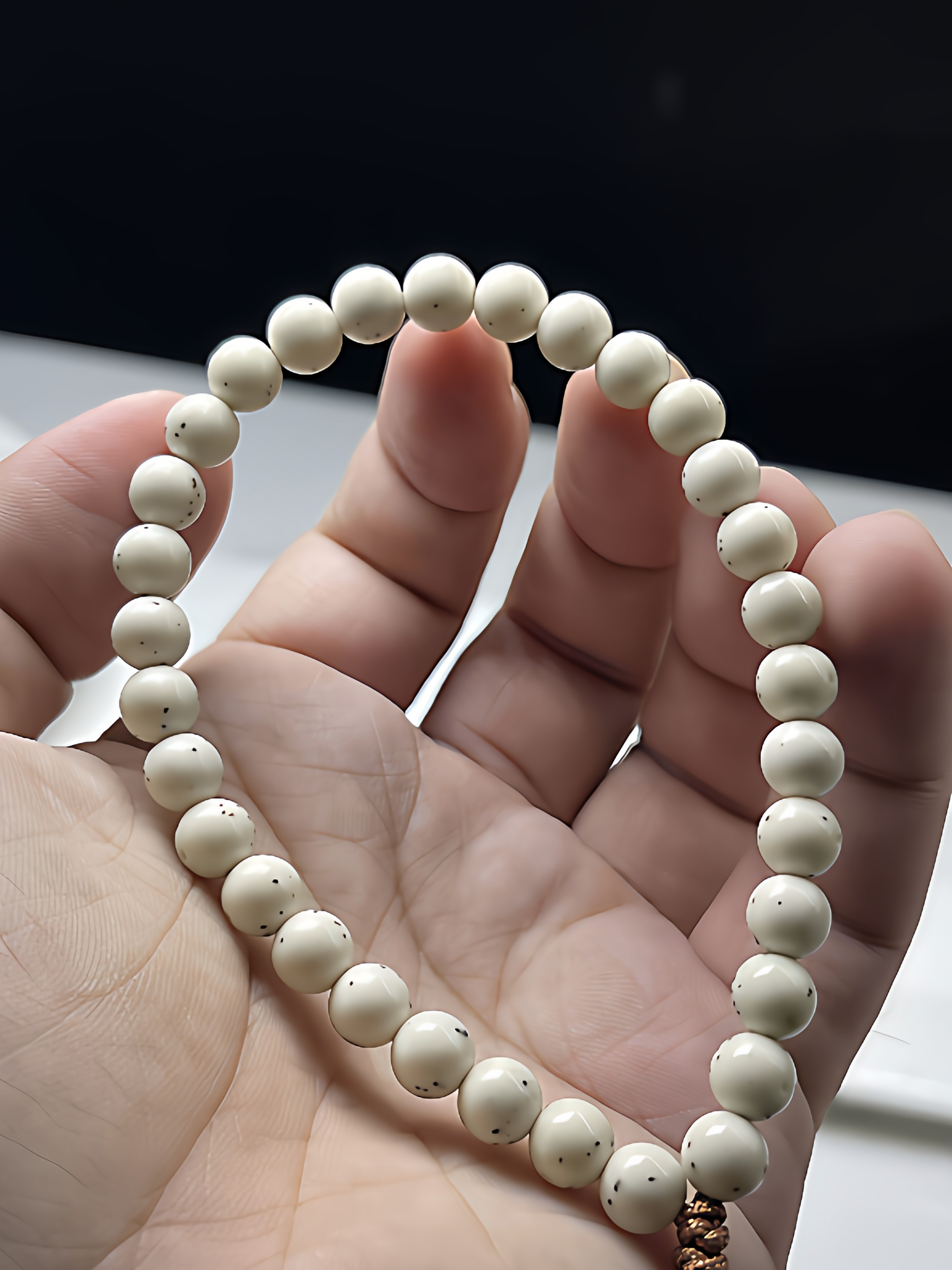 精品收藏 骨瓷白石玉7圆一体双留白 针尖细星 海南毛感料男女手持