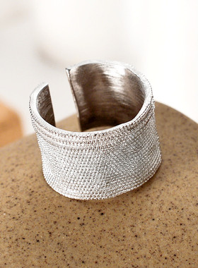 网红同款个性INS不规则几何戒指女款开口树皮凹凸纹指环韩版饰品