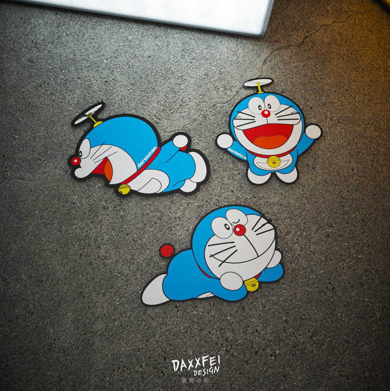 大飞贴纸 机器猫哆啦A梦蓝胖子车身贴摩托车贴纸反光防水贴花