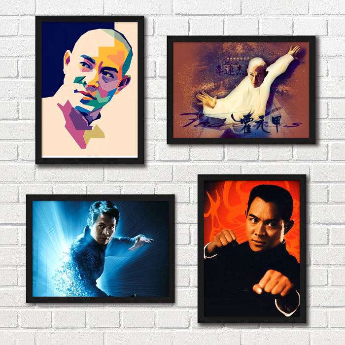 李连杰海报 Jet Li 功夫皇帝黄飞鸿少林寺装饰画武术搏击格斗挂画