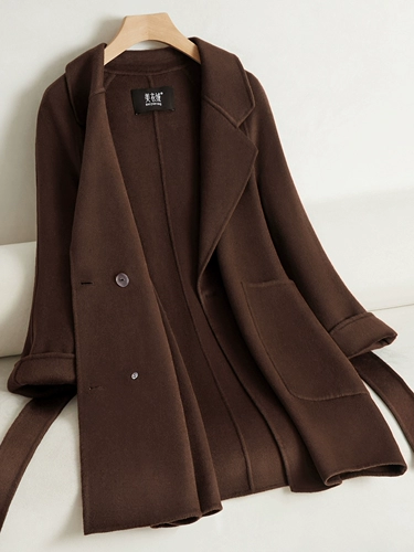 Цветное двусторонное кашемировое длинное шерстяное пальто, средней длины, подходит для подростков