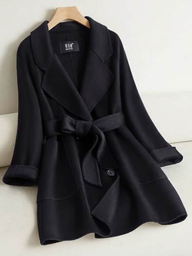 Цветное двусторонное кашемировое длинное шерстяное пальто, средней длины, подходит для подростков