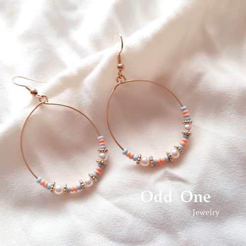 Odd One 淡彩马卡龙色串珠大圈圈耳环耳饰