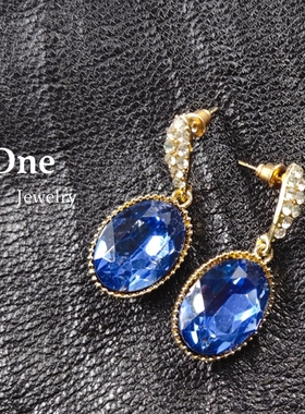 Odd One海洋之泪蓝色水钻简约气质耳饰耳环