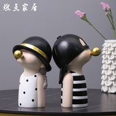 摆件北欧轻奢现代创意吹泡泡电视柜桌面玄关客厅电视桌可爱装 饰品