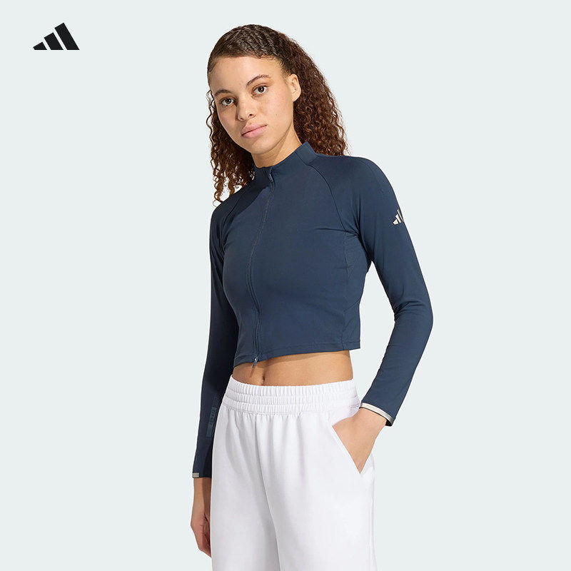 Adidas阿迪达斯网球服女运动训练短款紧身长袖T上衣外套KW1926
