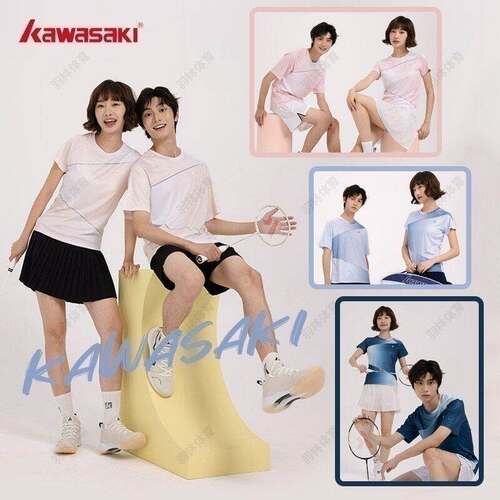Kawasaki/川崎羽毛球服吸汗透气速干短袖男女款运动训练T恤 B1963