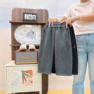 儿童裤子春秋季新款男女童韩版弯刀休闲裤学生宽松直筒百搭长裤