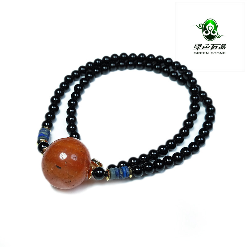 实物拍照wp557 不还价 清代大规格老红玛瑙圆珠锁骨项链