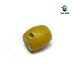 实物拍照wp340 西藏清代官造芒果黄搅胎老琉璃配珠 不还价