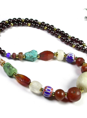 实物拍照mz3249 不还价多宝水晶琉璃项链清代雪巴琉璃锁骨链