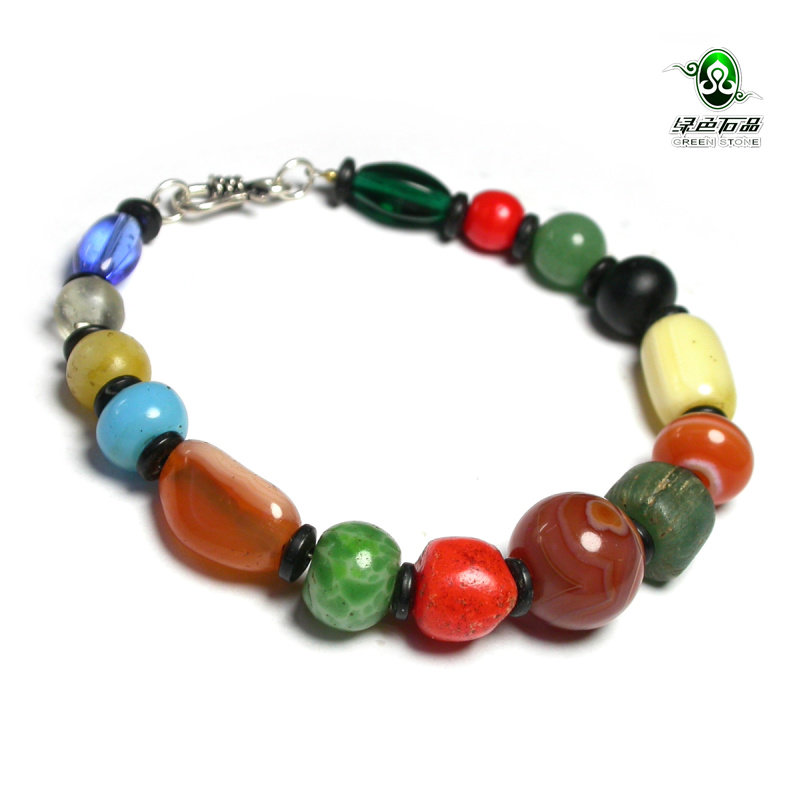 实物拍照mz3276 不还价包 清代带眼老玛瑙老琉璃手串手链女