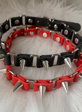 欧美原宿风黑色朋克摇滚皮革项链颈链哥特式尖钉潮流情趣饰品