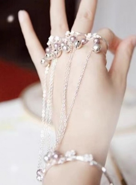 镀银手镯女实心小众简约网红光面带铃铛镀银手环女神节礼