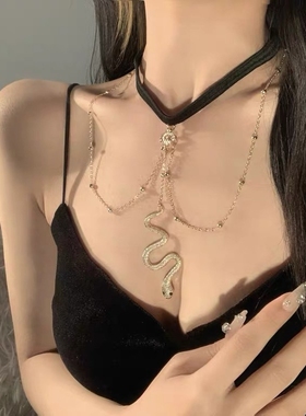 个性饰品弹力链条大腿链子流苏身体链弹力大腿腿链子链大腿蛇形