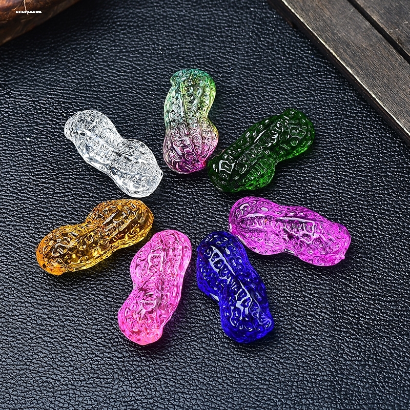 白红绿蓝粉紫黄水晶花生摆件琉璃摆件婚庆用品小装饰品节日礼物