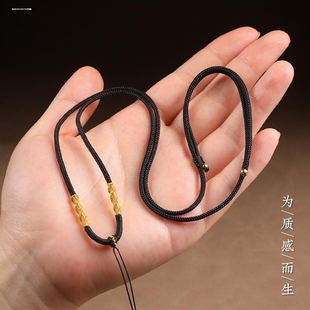 黄金吊坠绳手工编织项链长命锁红绳宝宝金锁编绳婴儿项圈挂绳儿童