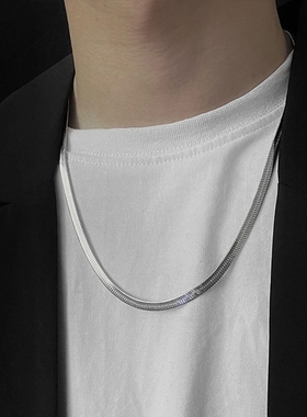 欧美INS高级感钛钢双层叠带蛇骨链项链时髦谷爱凌同款颈链