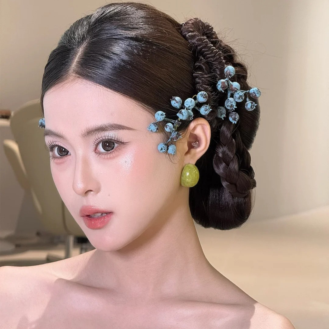 水舞U2278 仿真蓝莓果子新中式新娘头饰耳环套装古典晨袍发饰配饰,饰品/流行首饰/时尚饰品新,发饰,淘宝优惠券,粉丝福利购,淘宝优惠卷