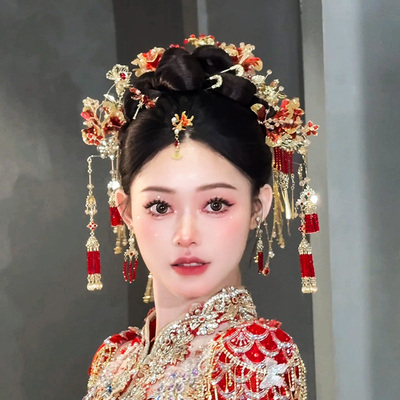 水舞U2216 高级感新娘秀禾头饰甜美超仙花朵发簪古典龙凤褂发饰